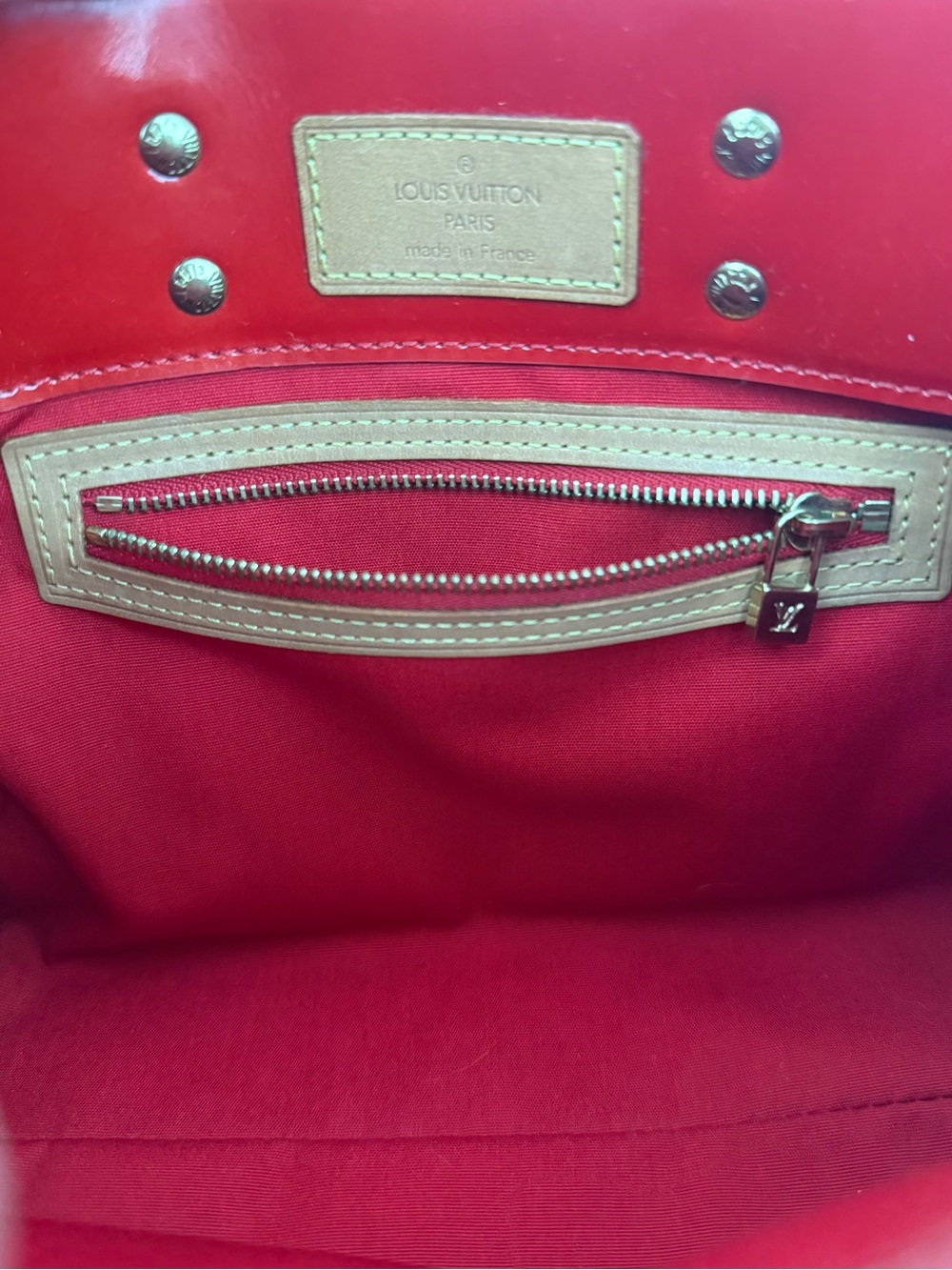 Louis Vuitton Red Vernis Monogram Patent Leather Mini Tote Purse - Picture 4 of 11